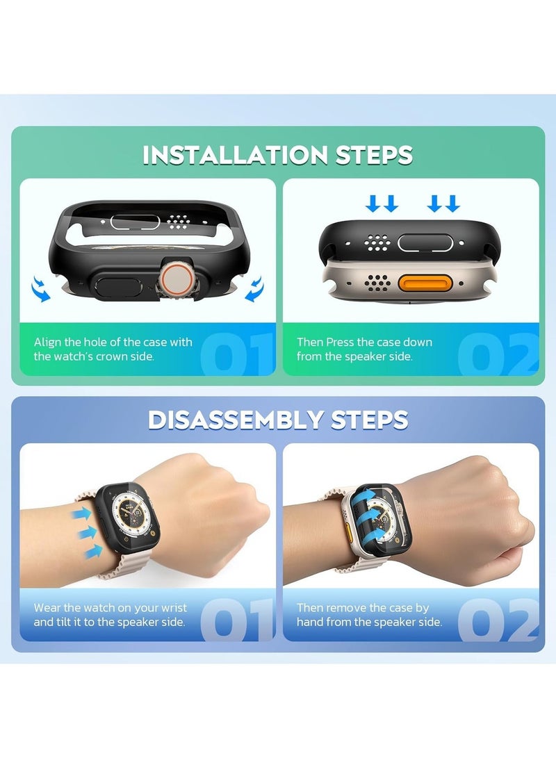 HablTech Protective Case Compatible with Apple Watch Ultra3/Ultra2/Ultra 49mm Case with Tempered Film Screen Protector for iWatch Full Protective Hard PC Bumper Touch Sensitive HD Screen - Image 5